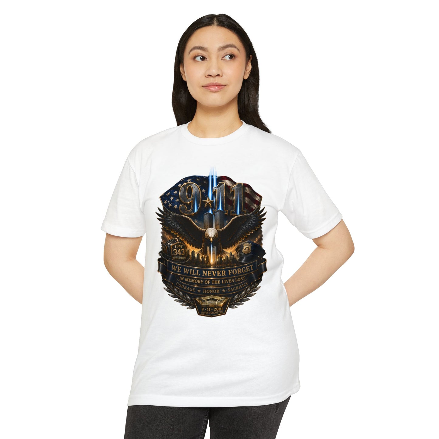 9/11 Remembrance T-Shirt — "We Will Never Forget" Tribute Tee