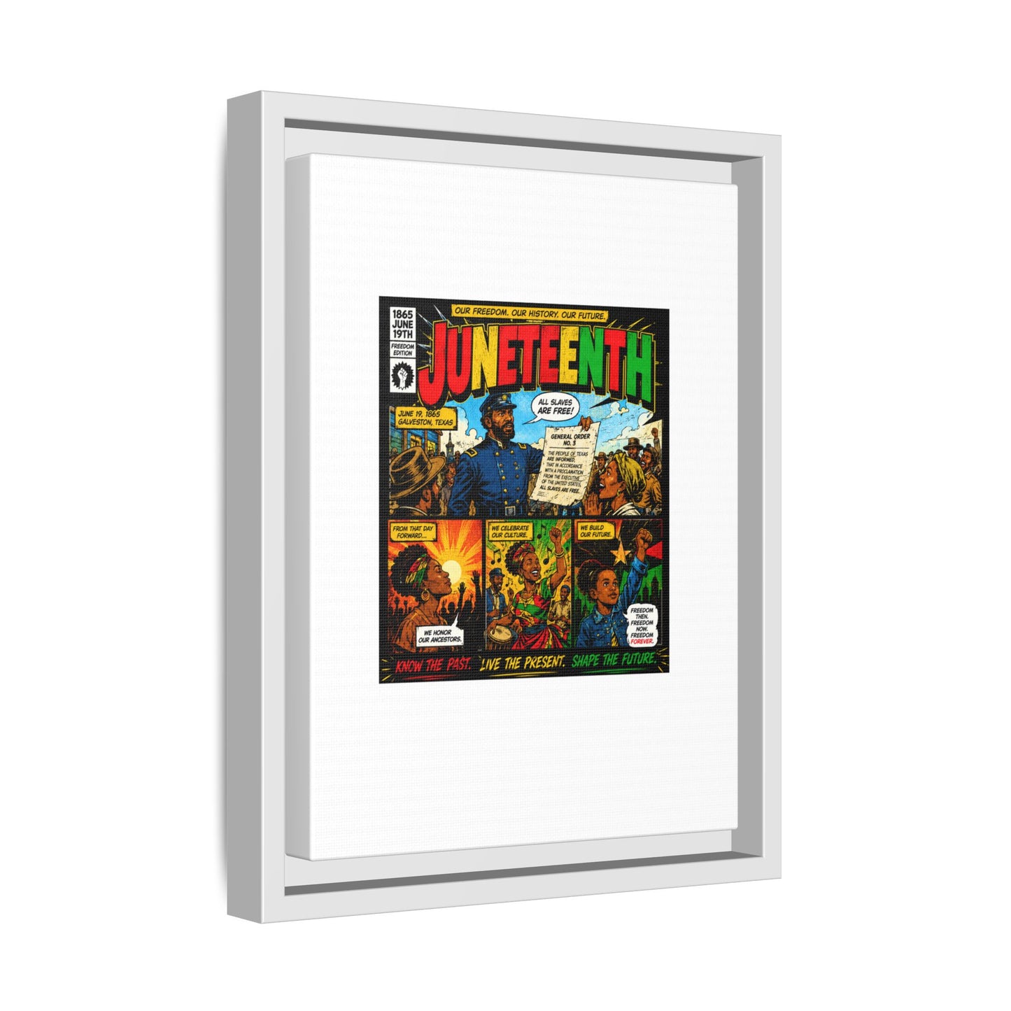 Juneteenth Comic Art Canvas - Framed Matte Wall Decor