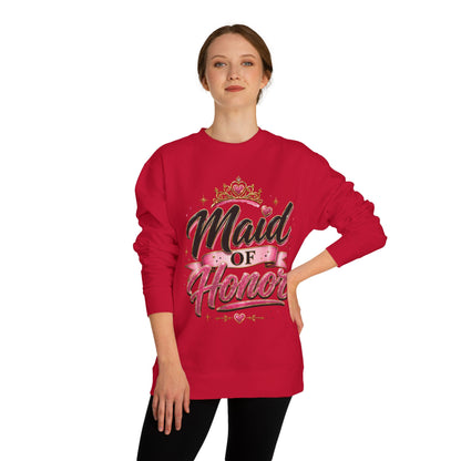 Maid of Honor Sweatshirt — Pink Script Bridal Party Crewneck