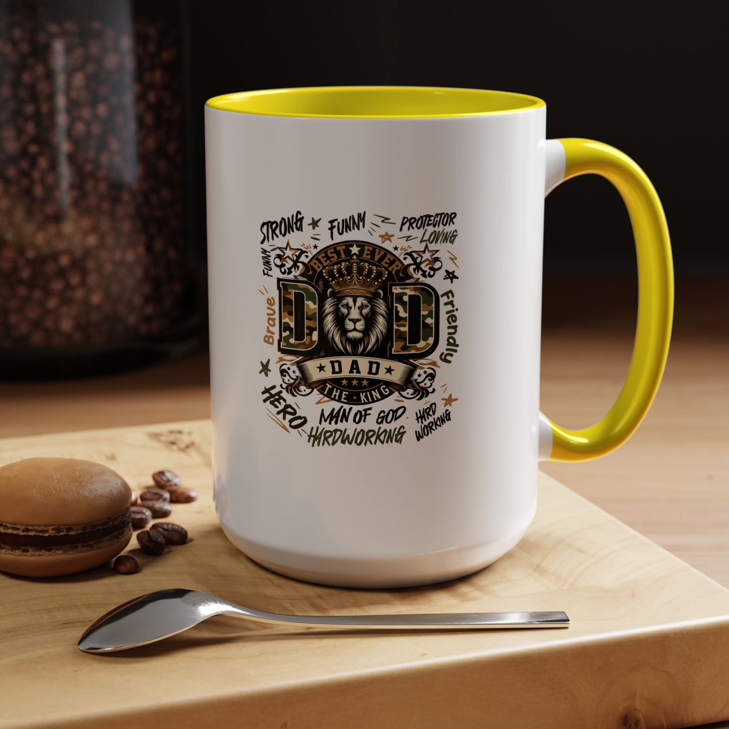 Dad King Lion Coffee Mug — 'Dad: The King' Accent 11/15oz Gift