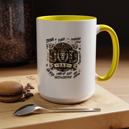 Dad King Lion Coffee Mug — 'Dad: The King' Accent 11/15oz Gift