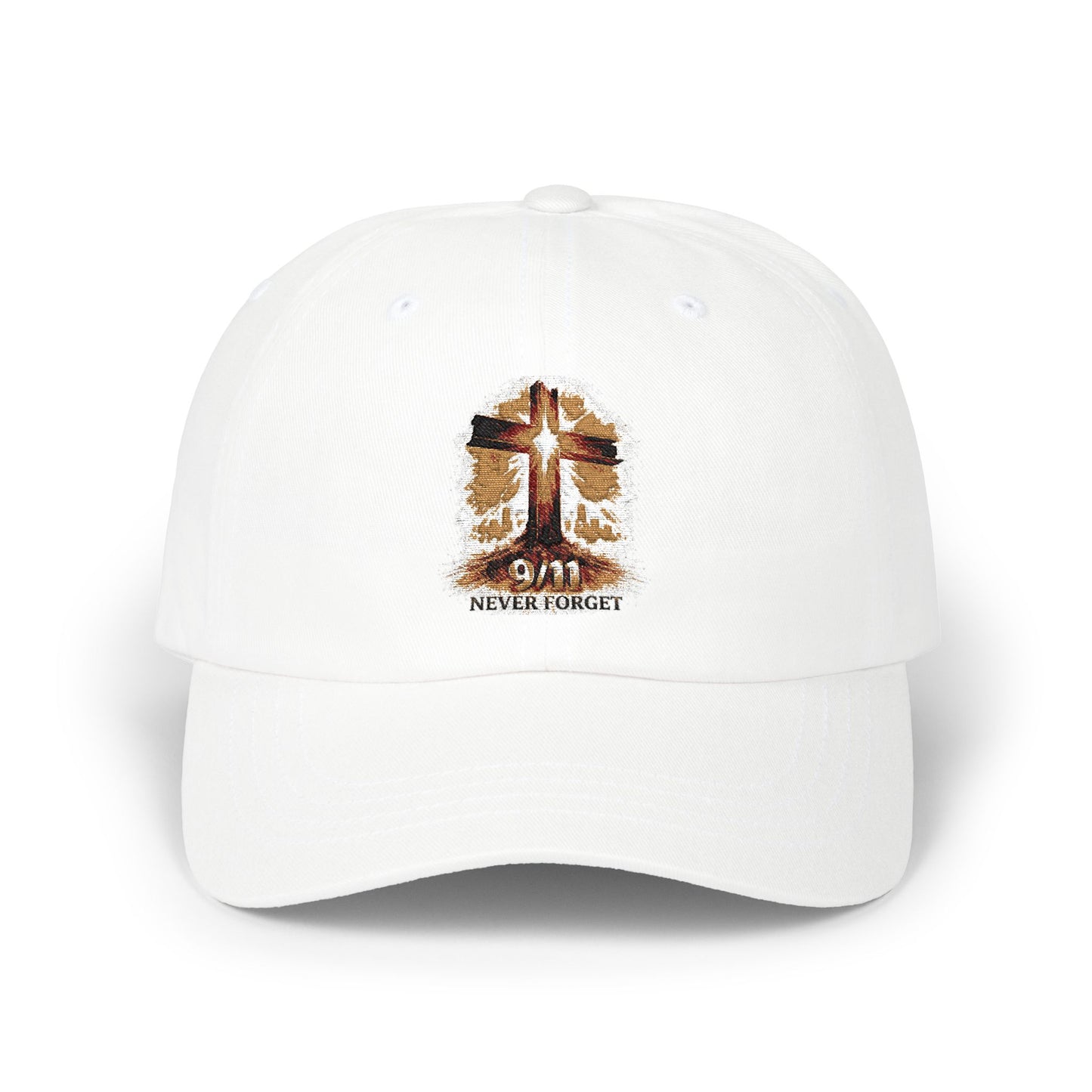 Dad Cap — Grunge Cross 'Never Forget' Embroidered Baseball Hat