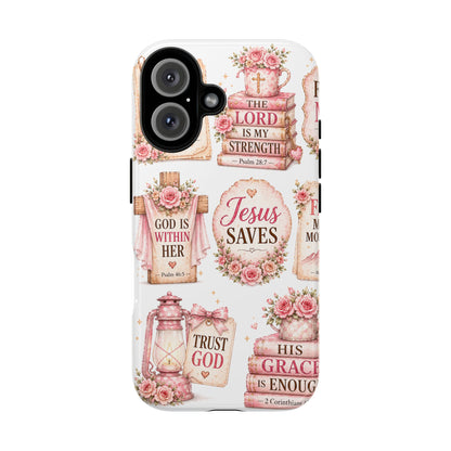 Faith Phone Case — 'Jesus Saves' Floral Christian Scripture iPhone Case