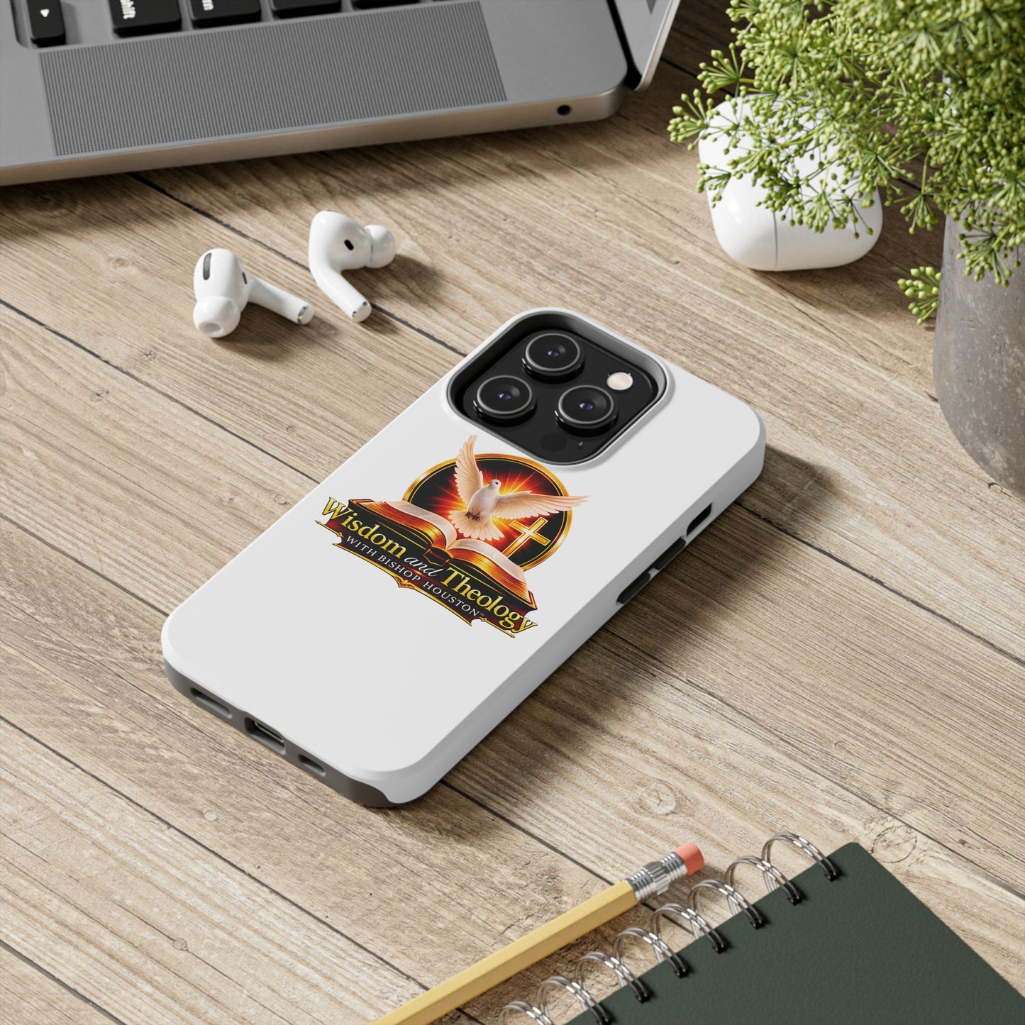 Wisdom and Theology Tough Phone Case — Christian Dove & Cross Design