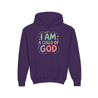 Youth Hoodie — "I Am a Child of God" Inspirational Kids Hooded Sweatshirt