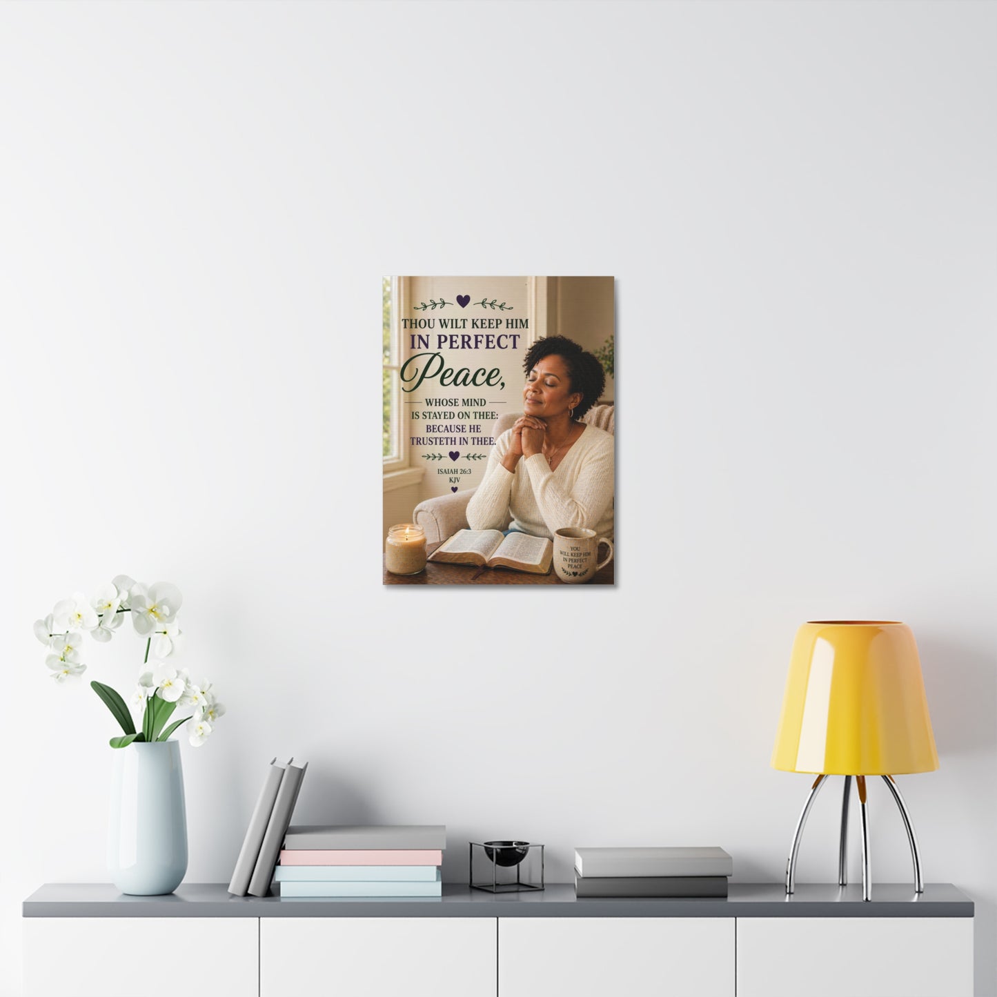 Stretched Canvas — "Thou Wilt Keep Him in Perfect Peace" Scripture Wall Art