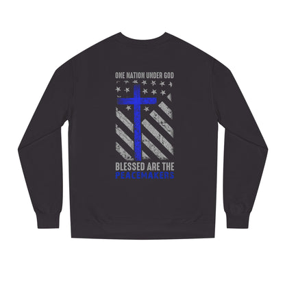Blessed Are The Peacemakers Crewneck Sweatshirt — One Nation Under God Christian Flag Design