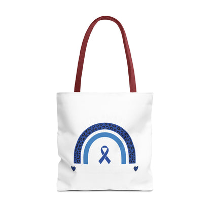 Blue Awareness Ribbon Rainbow Tote Bag – Support & Hope Everyday Tote