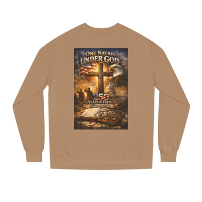 Patriotic Christian Sweatshirt — "One Nation Under God" 25 Years of Faith Crewneck