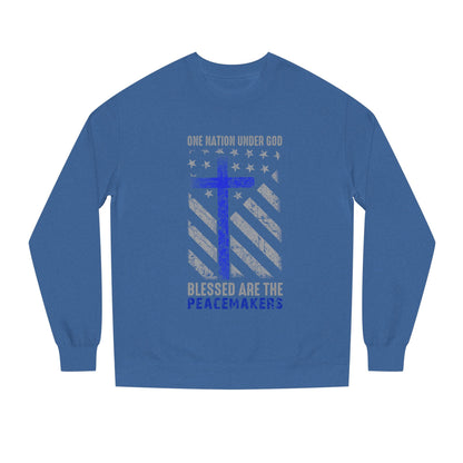 Blessed Are The Peacemakers Crewneck Sweatshirt — One Nation Under God Christian Flag Design