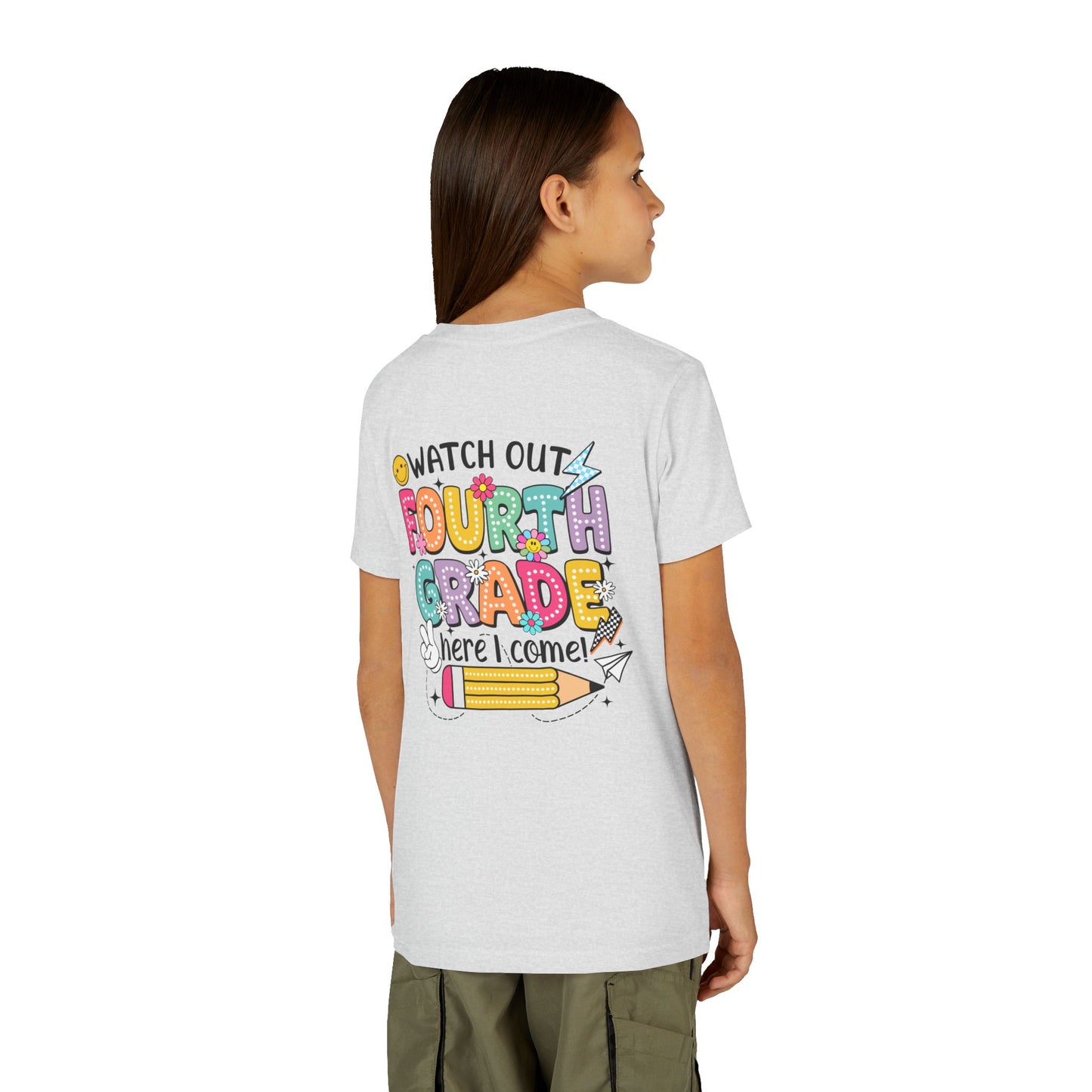 Watch Out Fourth Grade Here I Come Youth T‑Shirt — Back to School Kids Tee