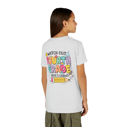 Watch Out Fourth Grade Here I Come Youth T‑Shirt — Back to School Kids Tee
