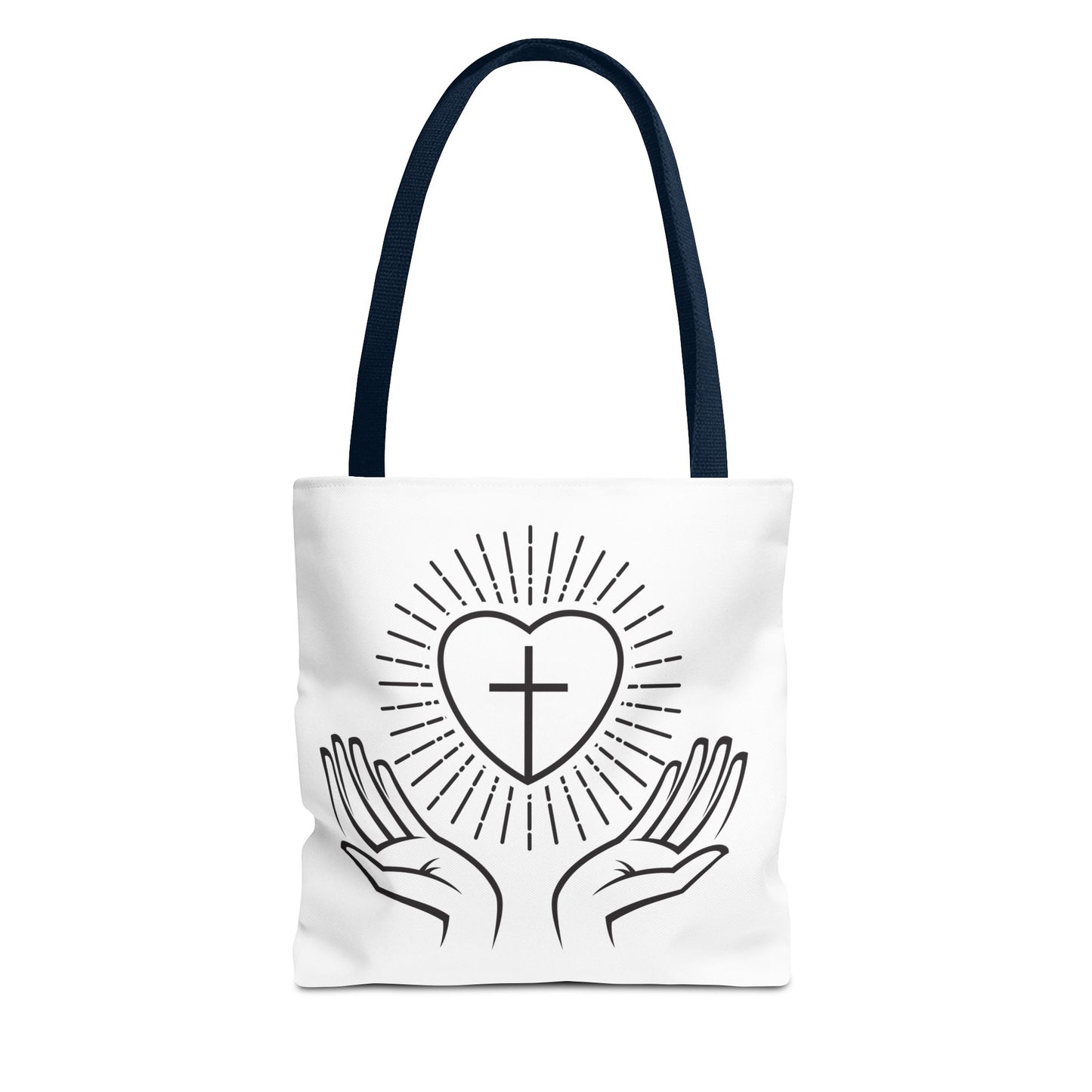 Christian Prayer Tote Bag — Heart & Cross Design