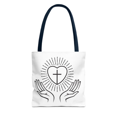 Christian Prayer Tote Bag — Heart & Cross Design
