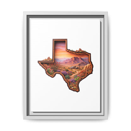 Framed Texas Landscape Matte Canvas — Desert Sunset State Art Print