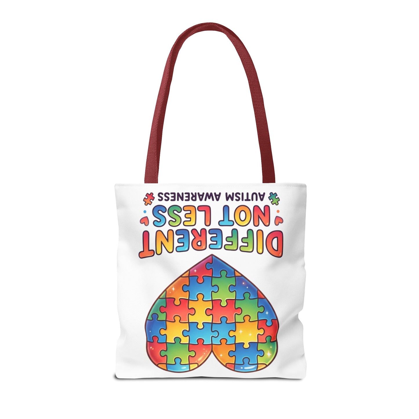 Autism Awareness Tote Bag — "Different Not Less" Puzzle Heart