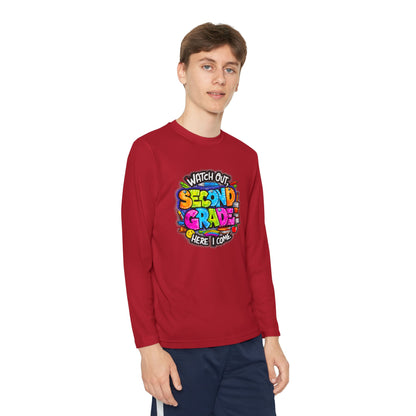 Second Grade Long Sleeve Tee — "Watch Out Second Grade Here I Come" Youth Shirt