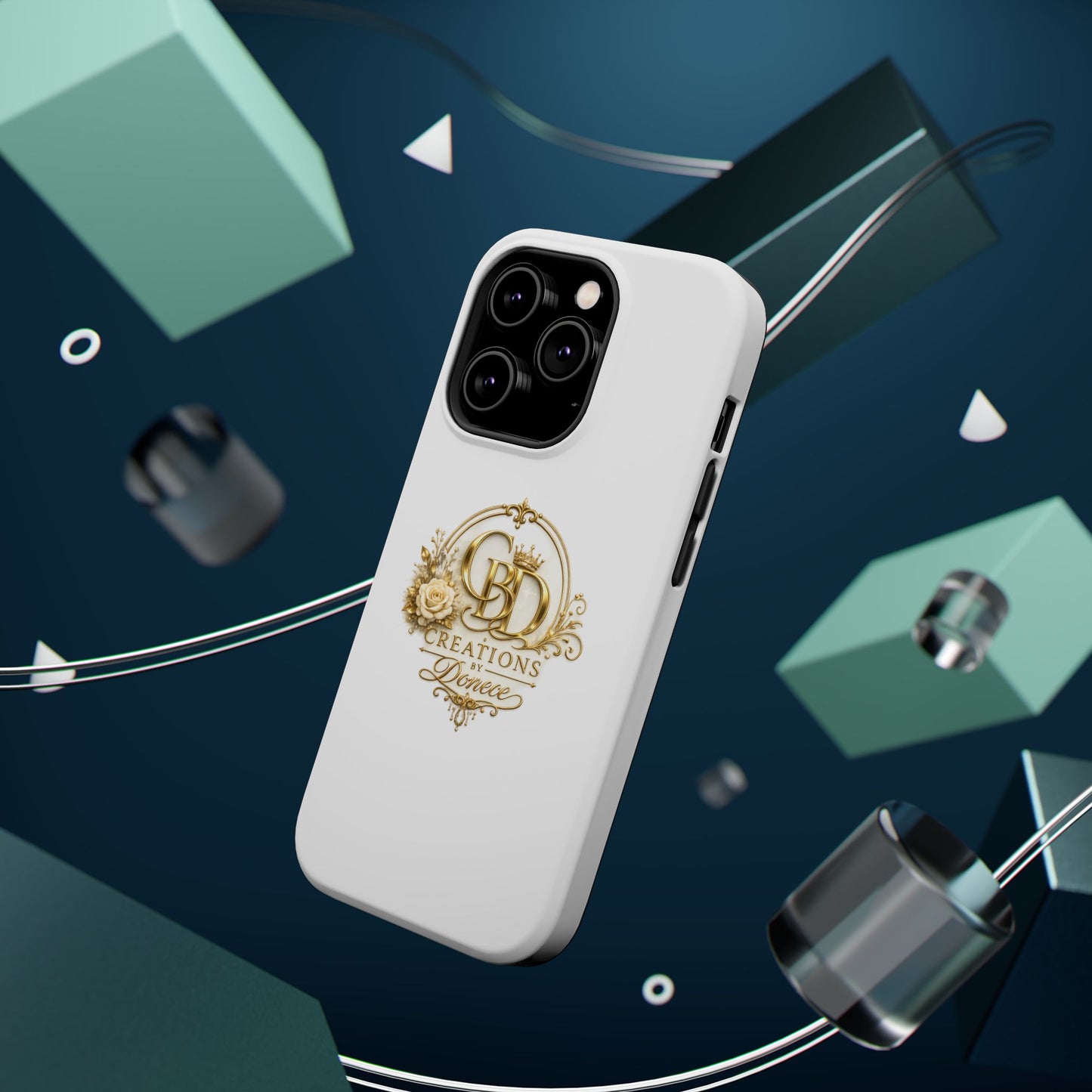 Magnetic Impact-Resistant Phone Case — Gold Floral Crest Logo