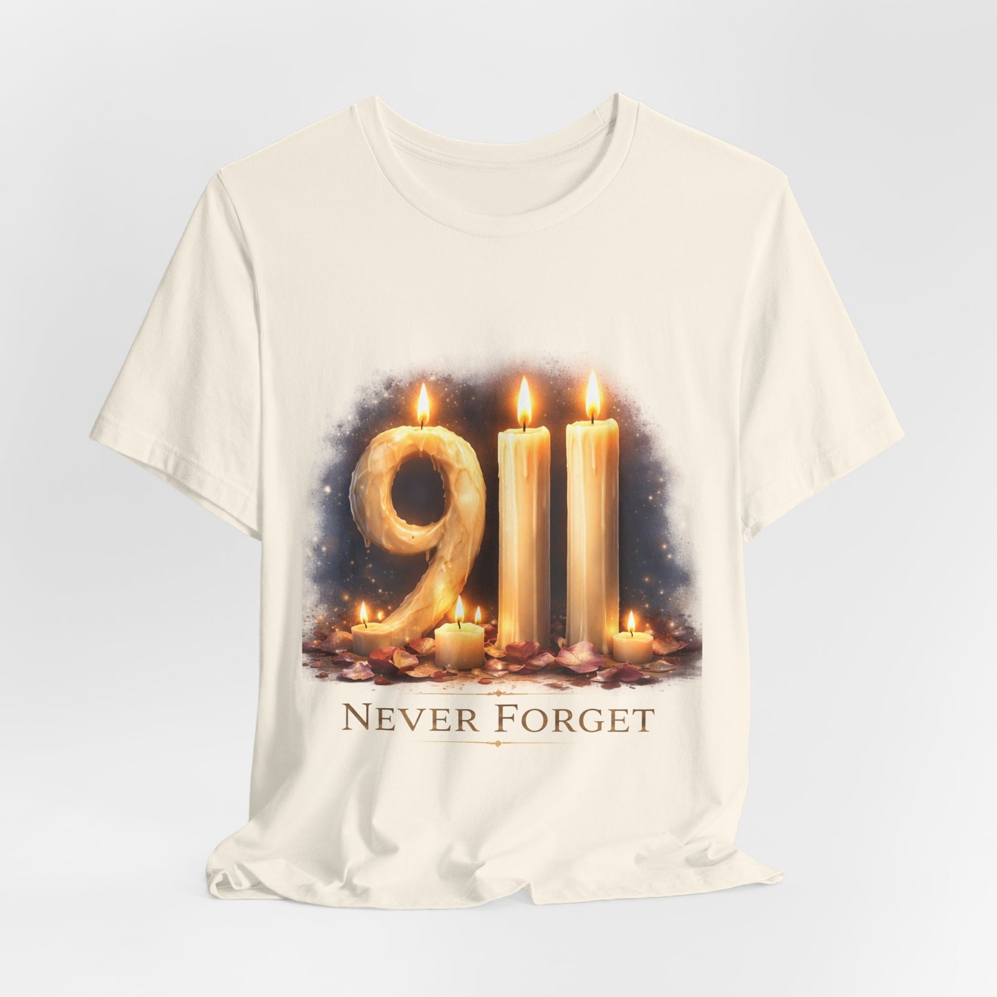 9/11 Never Forget T-Shirt – Memorial Candle Tribute Tee