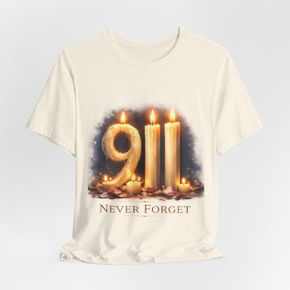 9/11 Never Forget T-Shirt – Memorial Candle Tribute Tee