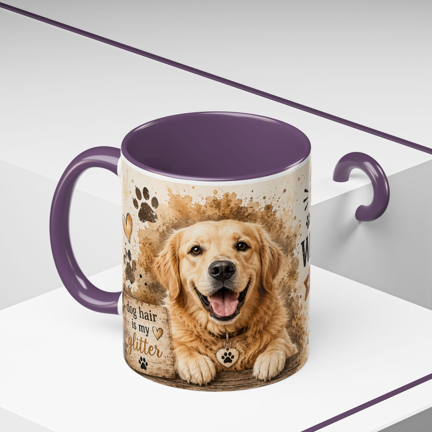 Dog Lover Coffee Mug — "Happiness is a Wet Nose, Wagging Tail" Accent Mug