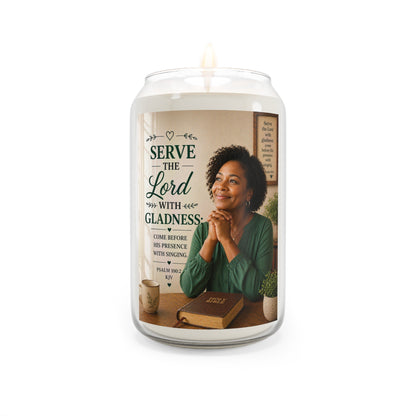 Serve the Lord With Gladness Soy Candle — Inspirational Psalm 100 Prayer Jar (13.75 oz)