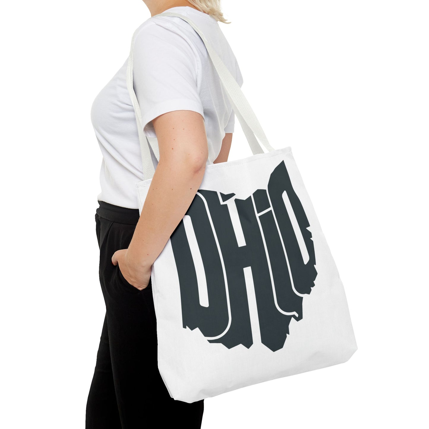 Ohio State Outline Tote Bag — Retro Ohio Text Graphic Tote
