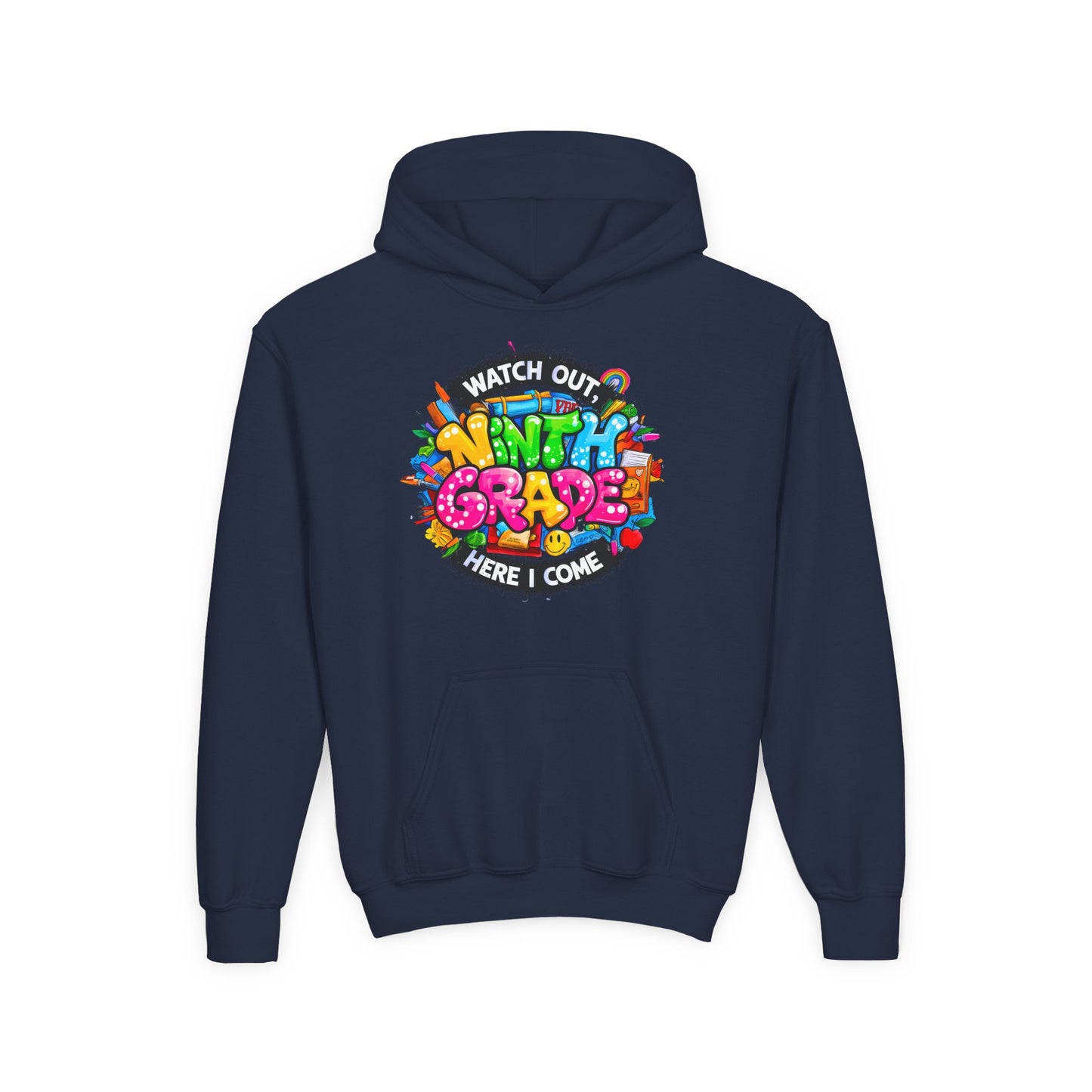 Kids' 4th Grade Hoodie – "Watch Out 4th Grade Here I Come" Colorful Back-to-School Sweatshirt