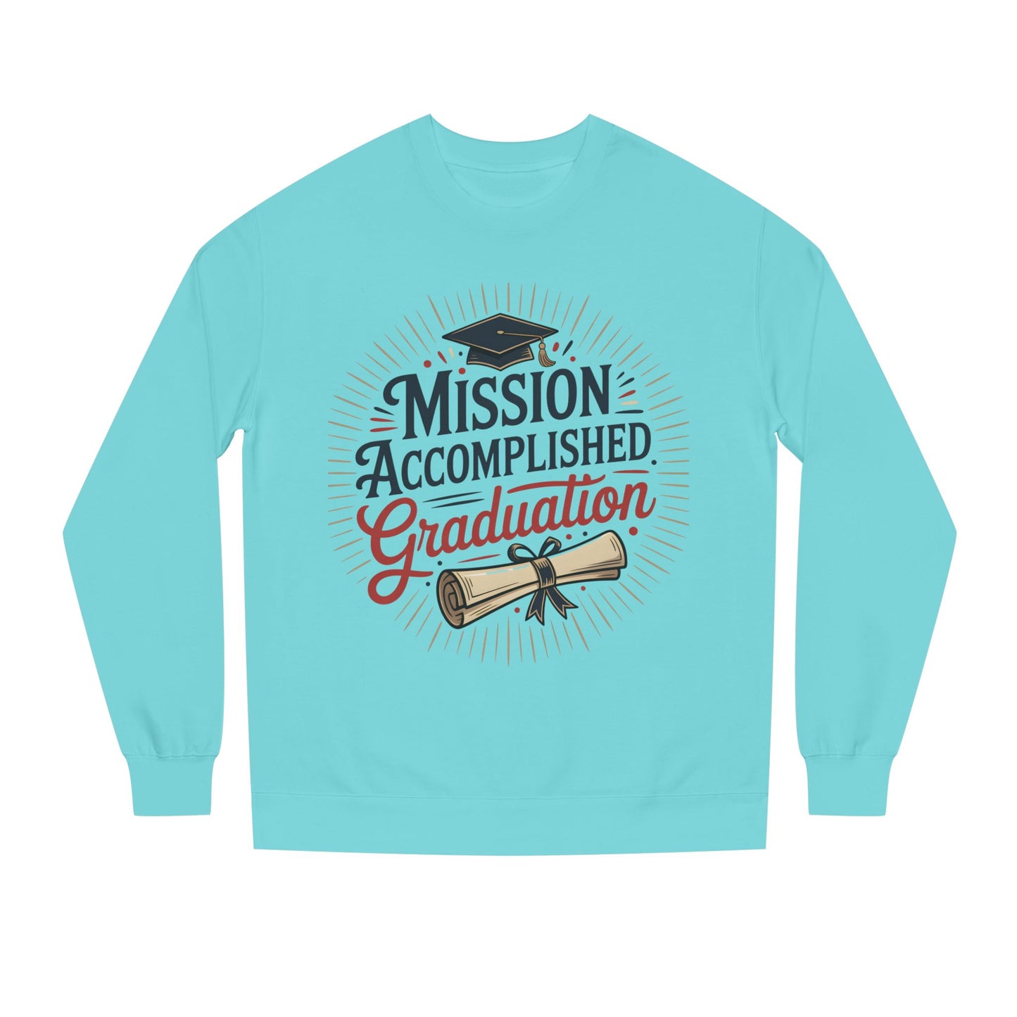 Graduation Sweatshirt "Mission Accomplished" - Grad Cap & Diploma Pullover