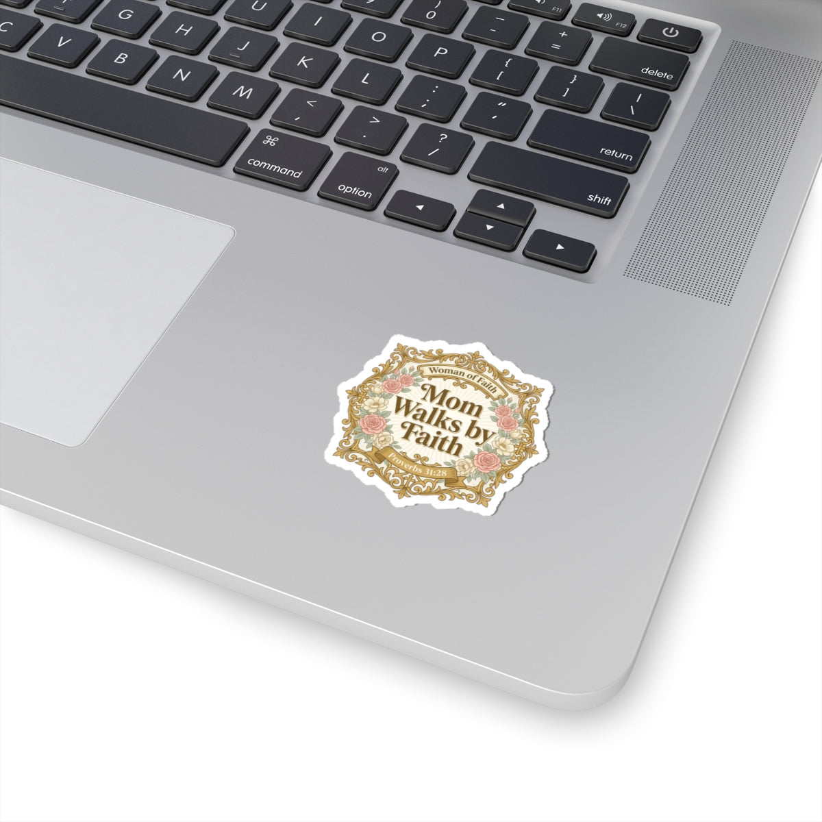 Mom Walks by Faith Sticker | minimalist mom life, cool mom streetwear