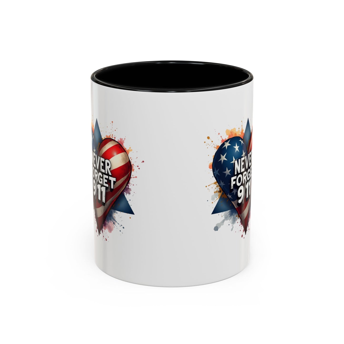 Never Forget 9/11 Heart Accent Coffee Mug – Patriotic Memorial 11/15oz