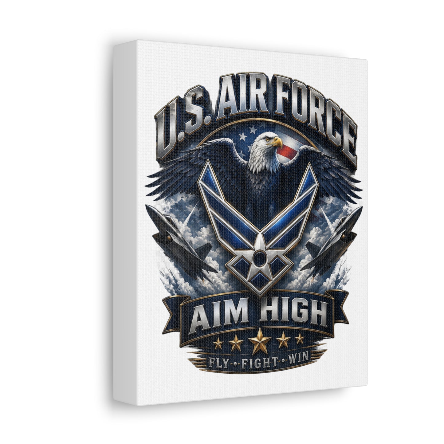 U.S. Air Force Aim High Stretched Canvas – Patriotic Eagle Military Wall Art