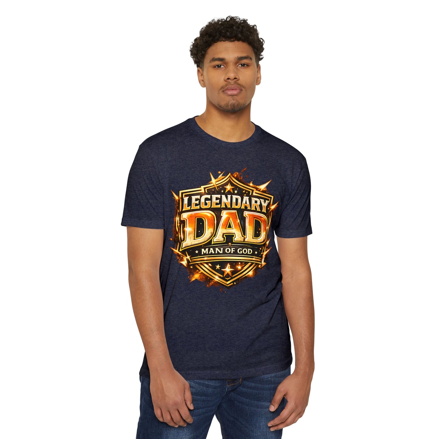 Legendary Dad T-Shirt – "Man of God" Shield Design