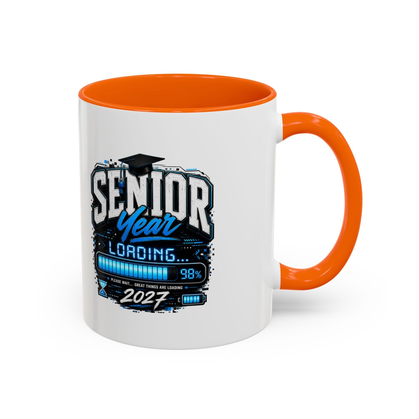 Senior Year Loading 2027 Accent Coffee Mug — Graduation Gift Cup (11/15oz)