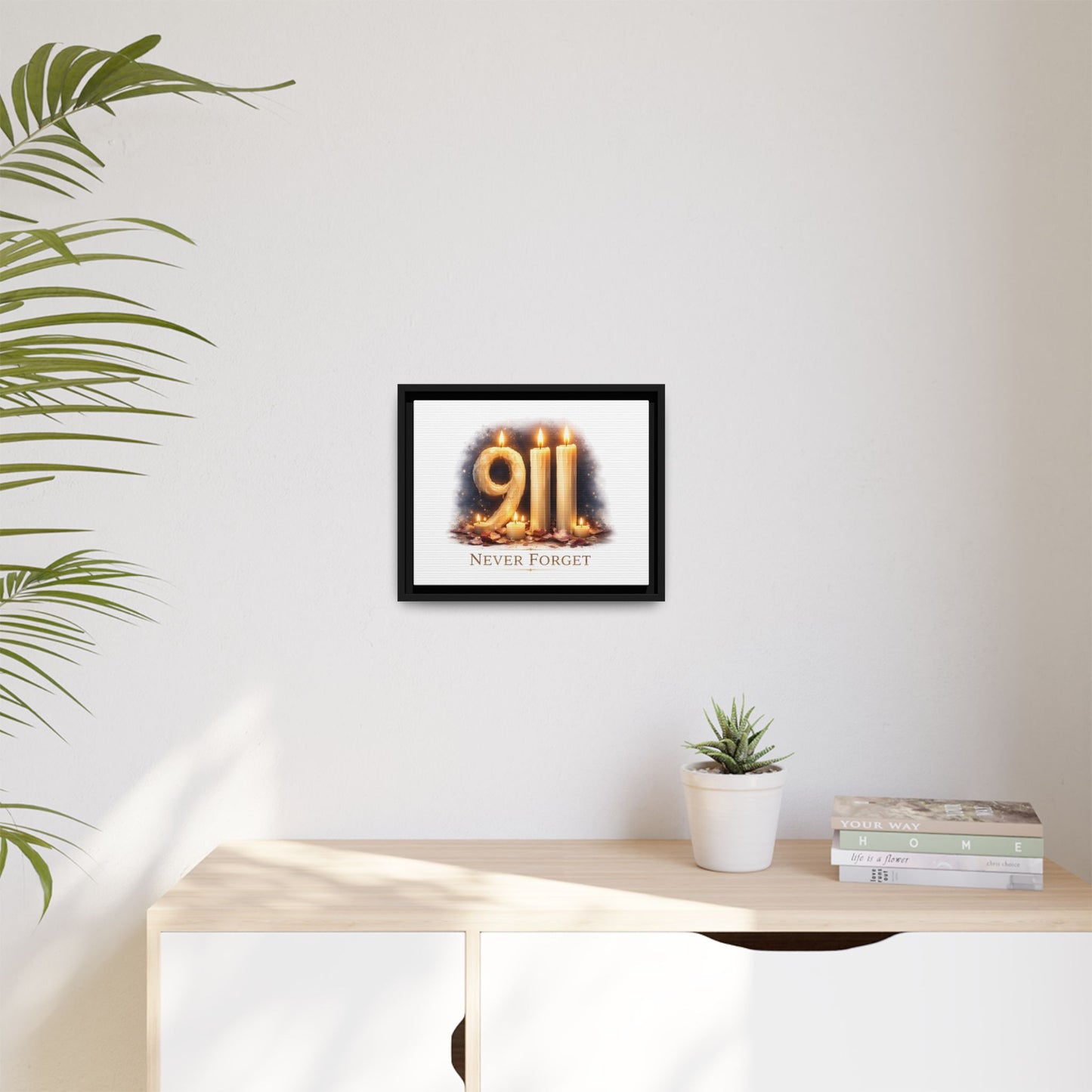 9/11 Never Forget Framed Canvas Print