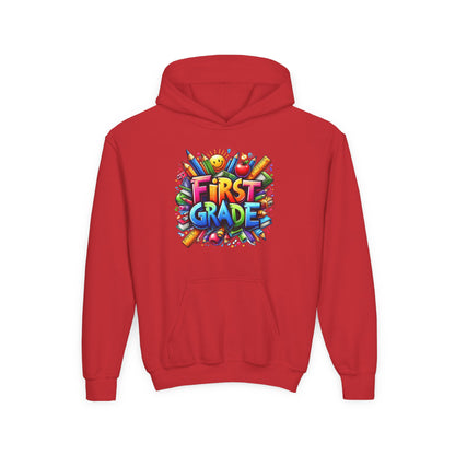 First Grade Kids Hoodie – Colorful Back-to-School Sweatshirt