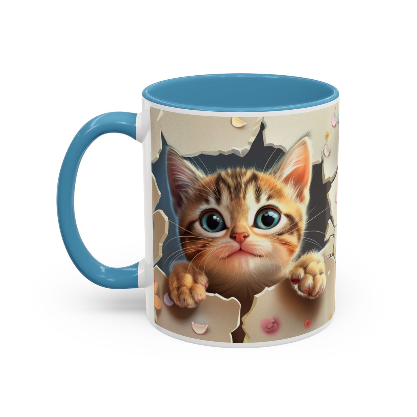 Cute Peekaboo Kitten Accent Coffee Mug — Cat Lover Gift (11/15oz)