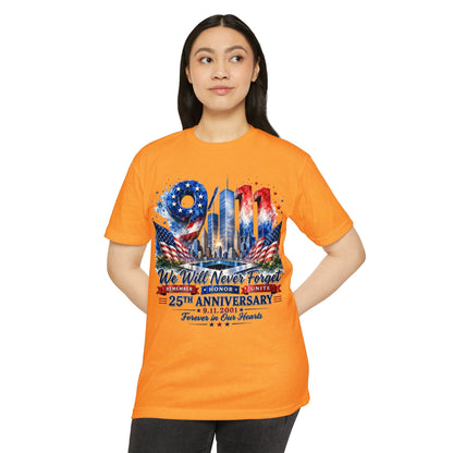 9/11 We Will Never Forget 25th Anniversary Memorial T-Shirt