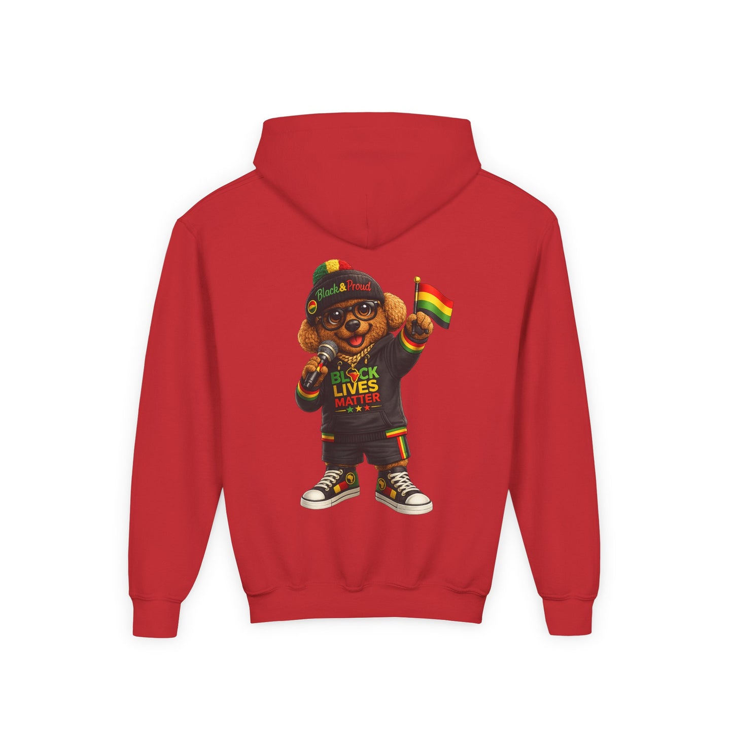 Youth Hoodie — Black Lives Matter Rasta Bear Kids Pullover