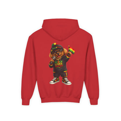 Youth Hoodie — Black Lives Matter Rasta Bear Kids Pullover