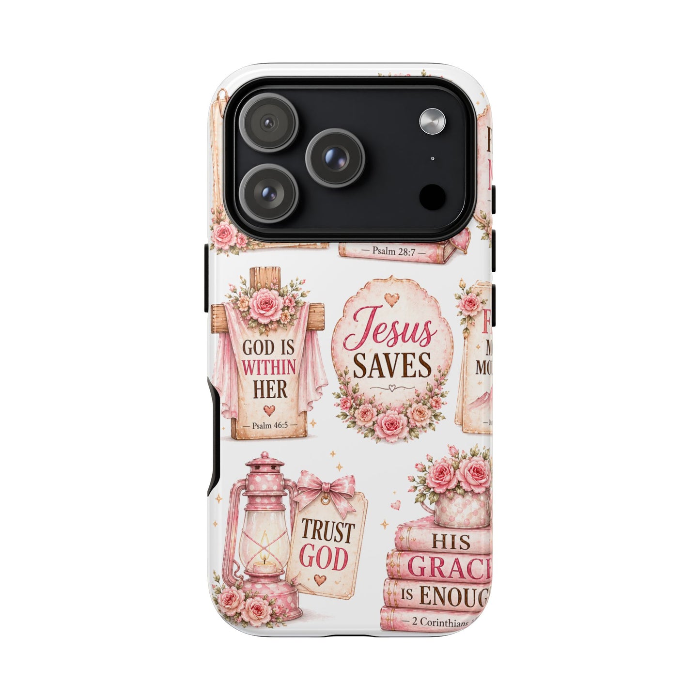 Faith Phone Case — 'Jesus Saves' Floral Christian Scripture iPhone Case