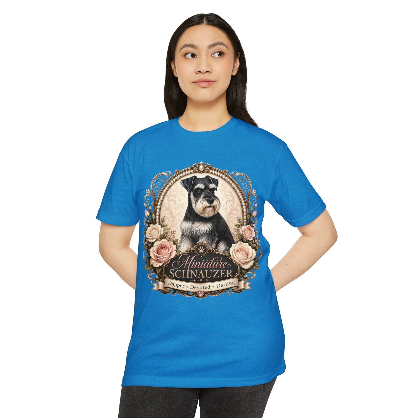 Miniature Schnauzer Floral Portrait T-Shirt