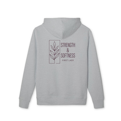 Strength & Softness Hoodie — Minimal Floral Graphic Pullover ("Strength & Softness")