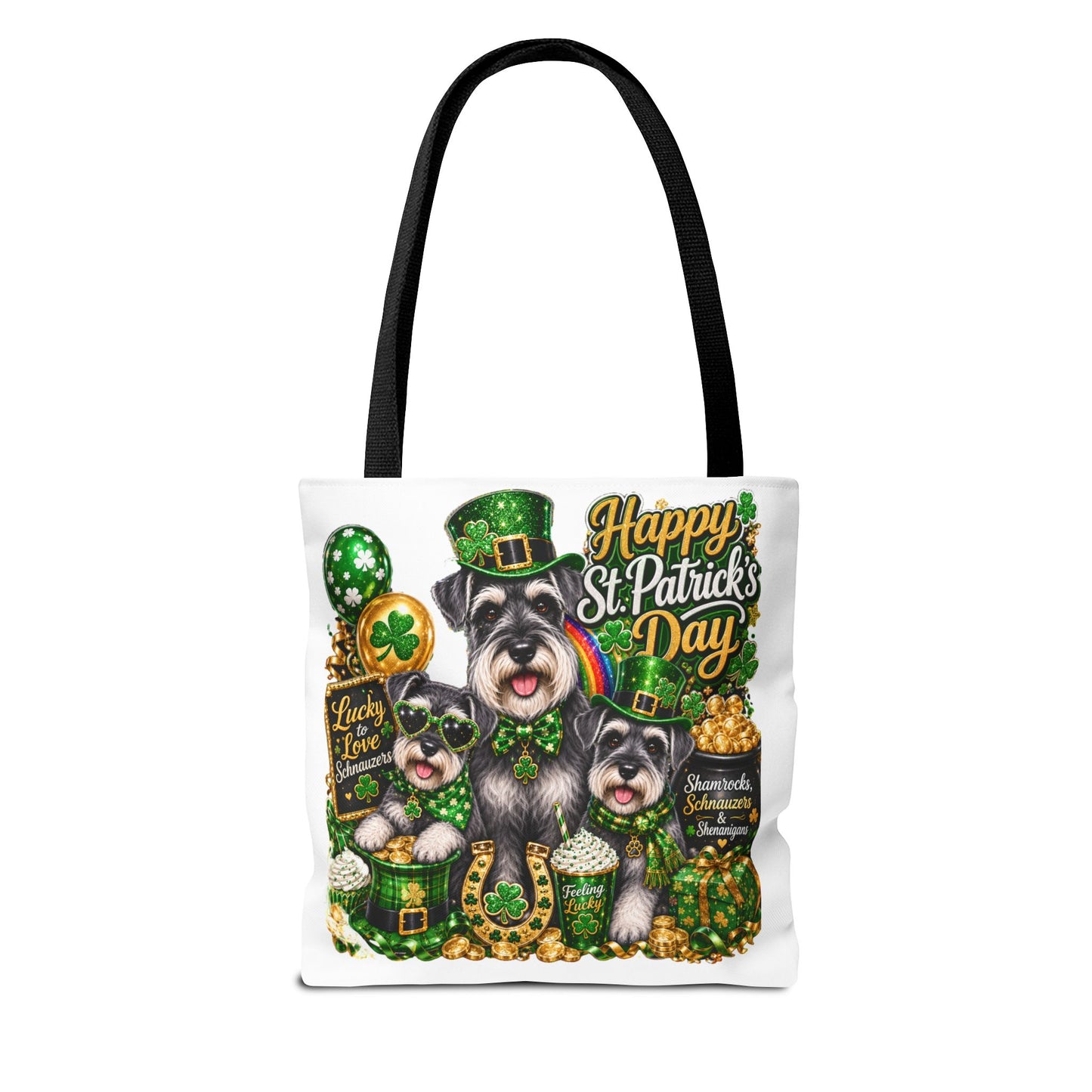 St. Patrick's Day Schnauzer Tote Bag – Happy St. Patrick’s Day Dogs Design