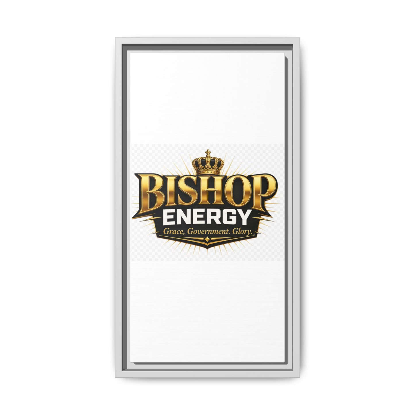 Framed Canvas Art - "Bishop Energy" Gold Crown Logo (Matte)