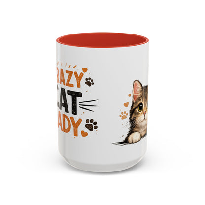 Cat Mug — "Crazy Cat Lady" Cute Kitten Accent Coffee Mug (11/15 oz)