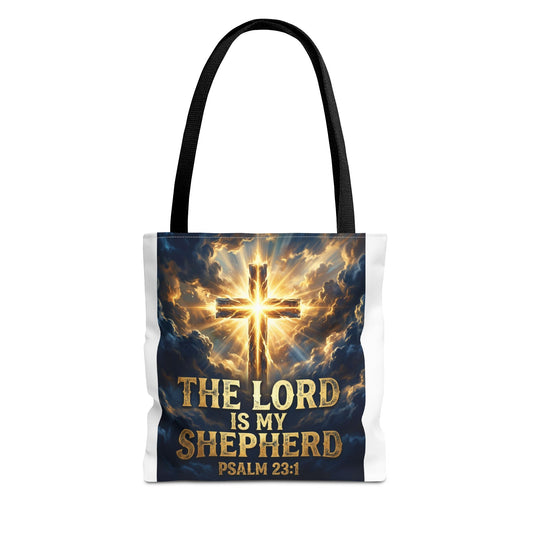 "The Lord Is My Shepherd" - Psalm 23:1 Religious Cross Tote Bag