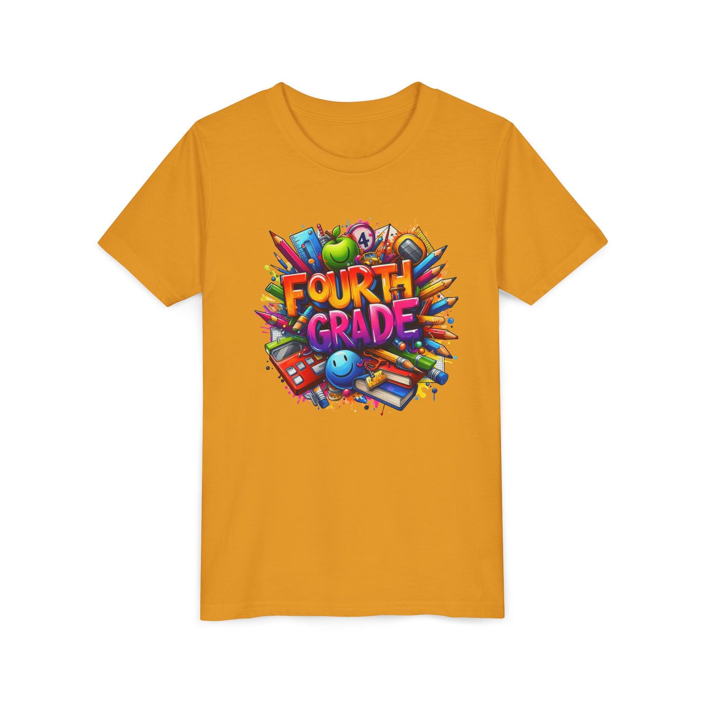 Fourth Grade Youth T‑Shirt – Colorful School Supplies Back to School Tee