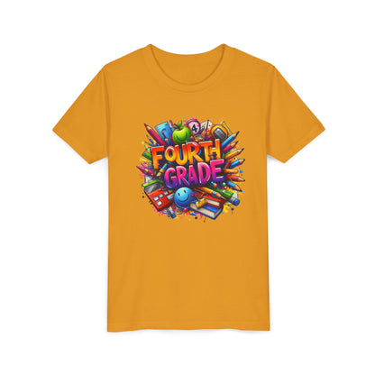 Fourth Grade Youth T‑Shirt – Colorful School Supplies Back to School Tee