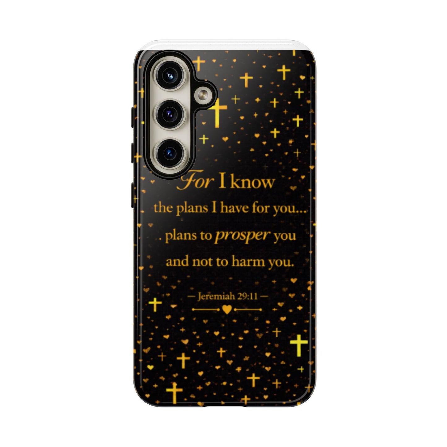 Phone Case — "For I Know" Jeremiah 29:11 Gold Cross Christian Tough Case